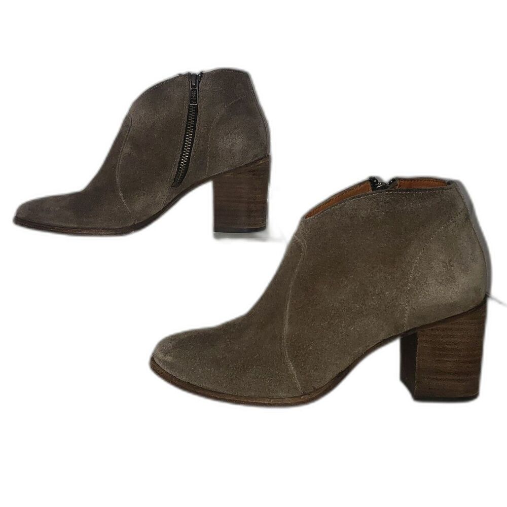 FRYE Nora Dark Gray Suede Ankle Boots Booties Womens Size 6.5